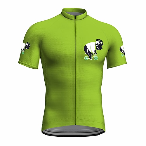 

21Grams Men's Cycling Jersey Short Sleeve Bike Top with 3 Rear Pockets Mountain Bike MTB Road Bike Cycling Breathable Quick Dry Moisture Wicking Reflective Strips White Black Green Animal Polyester