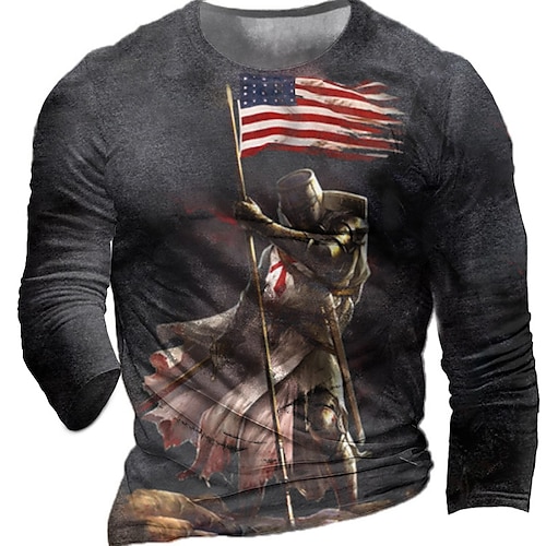 

Men's T shirt Tee Tee Graphic Round Neck Black Long Sleeve 3D Print Casual Daily Print Tops Fashion Designer Comfortable Big and Tall