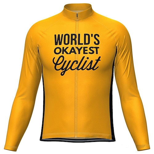 

21Grams Men's Cycling Jersey Long Sleeve Bike Top with 3 Rear Pockets Mountain Bike MTB Road Bike Cycling Breathable Quick Dry Moisture Wicking Reflective Strips Green Yellow Orange Polyester Spandex