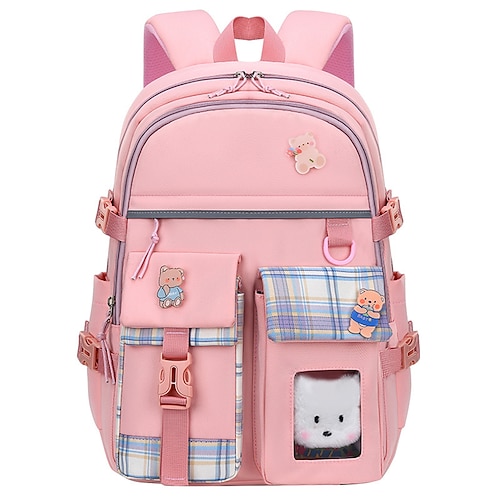 

School Backpack Bookbag Lattice for Student Girls Water Resistant Wear-Resistant Large Capacity Nylon School Bag Back Pack Satchel 22 inch