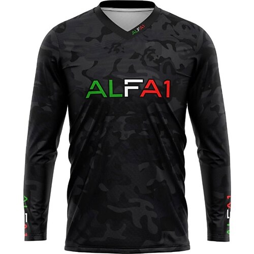 

21Grams Men's Downhill Jersey Long Sleeve Bike Compression Clothing Top with 3 Rear Pockets Mountain Bike MTB Road Bike Cycling Sunscreen Fast Dry Soft Wicking Black Grey Camo / Camouflage Sports