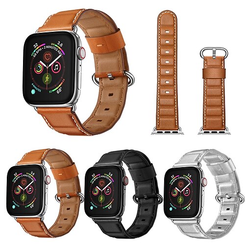 

1PC Smart Watch Band Compatible with Apple iWatch Series 8 7 6 5 4 3 2 1 SE Leather Loop for iWatch Smartwatch Strap Wristband Genuine Leather Luxury Adjustable Breathable