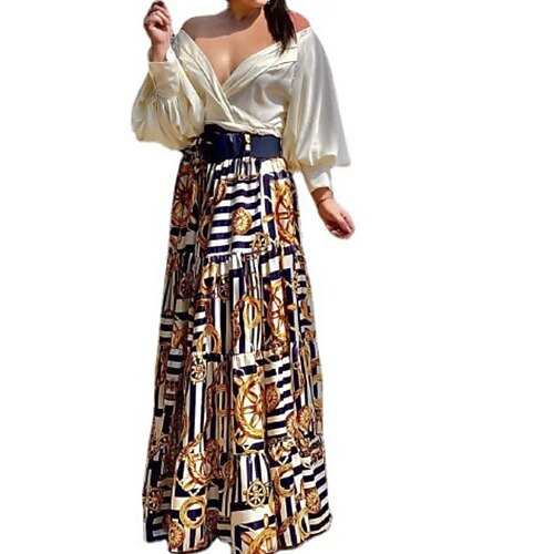 

Women's Swing Dress Maxi long Dress White Long Sleeve Pure Color Hollow Out Fall Winter V Neck Fashion Modern 2022 S M L XL XXL