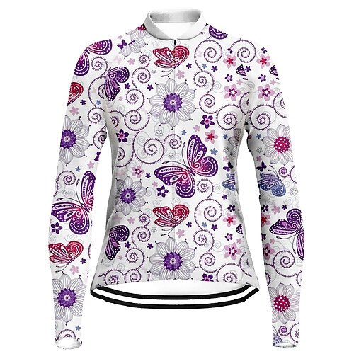 

21Grams Women's Cycling Jersey Long Sleeve Bike Top with 3 Rear Pockets Mountain Bike MTB Road Bike Cycling Quick Dry Moisture Wicking Purple Floral Botanical Sports Clothing Apparel / Stretchy