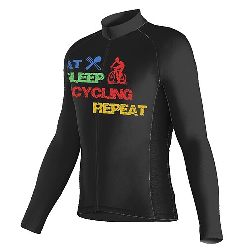 

21Grams Men's Cycling Jersey Long Sleeve Bike Top with 3 Rear Pockets Mountain Bike MTB Road Bike Cycling Breathable Quick Dry Moisture Wicking Reflective Strips Black Graphic Polyester Spandex Sports
