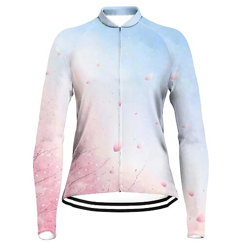 

21Grams Women's Cycling Jersey Long Sleeve Bike Top with 3 Rear Pockets Mountain Bike MTB Road Bike Cycling Quick Dry Moisture Wicking Sky Blue Floral Botanical Sports Clothing Apparel / Stretchy