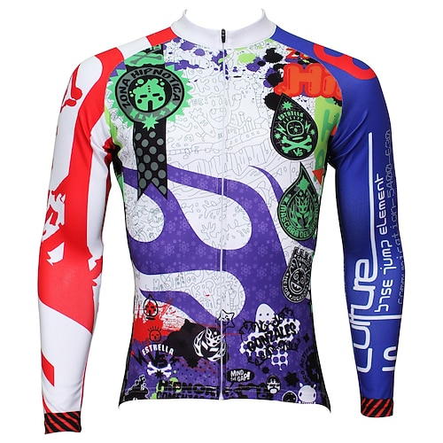 

21Grams Men's Cycling Jersey Long Sleeve Bike Top with 3 Rear Pockets Mountain Bike MTB Road Bike Cycling Breathable Quick Dry Moisture Wicking Reflective Strips Red Blue Animal Cartoon Polyester