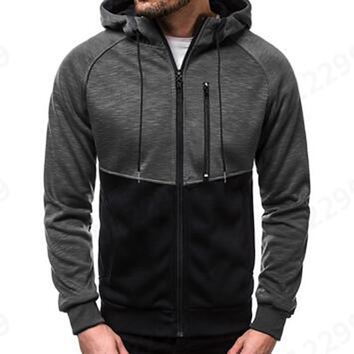 

Men's Full Zip Hoodie Jacket Color Block Print Sports Outdoor Daily Sports Hot Stamping Basic Casual Hoodies Sweatshirts White Black