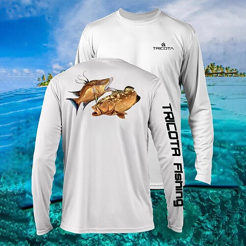 

Men's Fishing Shirt Outdoor Long Sleeve UV Protection Breathable Quick Dry Sweat-Wicking Stain Resistant Top Spring Summer Autumn Sports Outdoor Fishing Daily Wear Cream / Cotton / Stretchy
