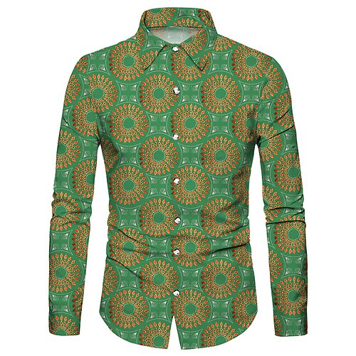

Men's Shirt Floral Turndown Green Purple Long Sleeve 3D Print Outdoor Street Button-Down Print Tops Fashion Designer Casual Breathable