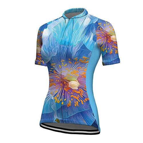 

21Grams Women's Cycling Jersey Short Sleeve Bike Jacket Tracksuit Jersey with 3 Rear Pockets Mountain Bike MTB Road Bike Cycling Quick Dry Sky Blue Graphic Animal Sports Clothing Apparel / Stretchy