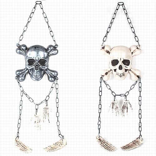 

Halloween Skull Chain Ornament Ornament Halloween Horror Party Decoration Toy Silver Chain Skull Ornament