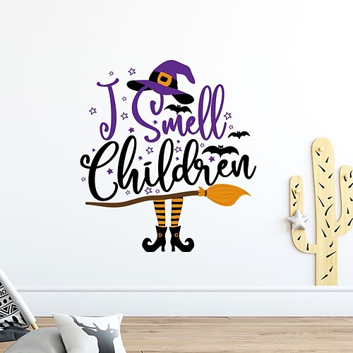 

Children Bat Broom Halloween Home Bedroom Children's Living Room Background Decoration Can Be Removed Stickers