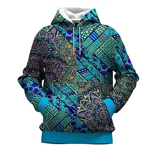 

Men's Unisex Hoodie Pullover Hoodie Sweatshirt Tribal Graphic Prints Print Hooded Daily Sports 3D Print Designer Casual Hoodies Sweatshirts Long Sleeve Blue