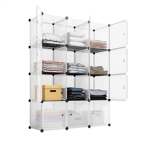 

12-Cube Storage Shelf Cube Shelving Bookcase Bookshelf Organizing Closet Toy Organizer Cabinet White Color