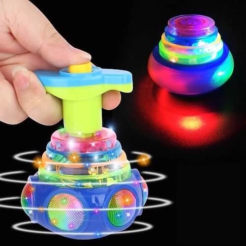 

UFO Flashing Spinning Top Kids Gyro Light Up Toy Kids LED Music Gyroscope Launcher Rotating Toys Fun Birthday Party Favors