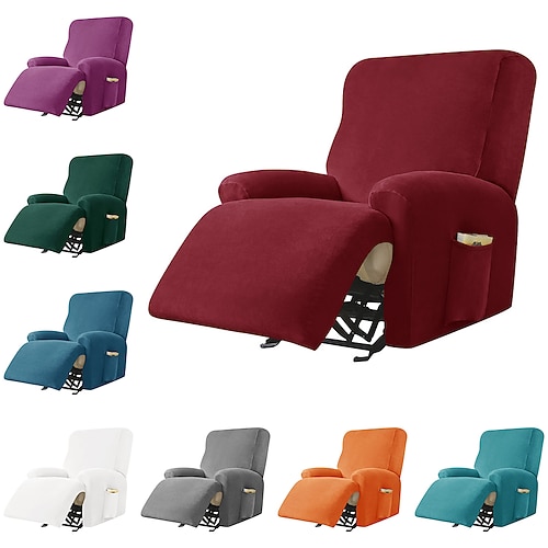 

Stretch Velvet Recliner Couch Cover, 4-Piece Soft Sofa Cover, Sofa Slipcover with Elastic Loop, Washable Furniture Protector for Kids, Pets, Dogs, Cats