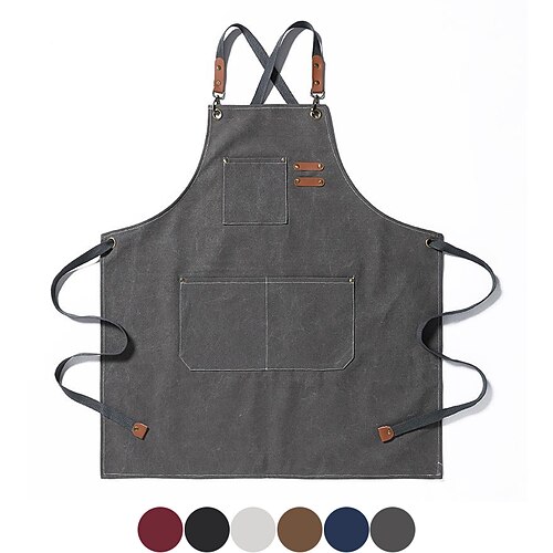 

grembiule da cuoco per donna e uomo, grembiule da cucina da cucina, grembiule da giardinaggio personalizzato con ampie tasche, grembiule da lavoro regolabile resistente in tela di cotone