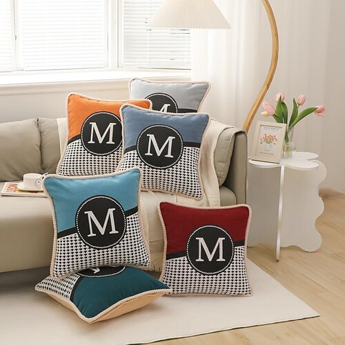 

Throw Pillowcase Chenille Soft Printing M Hairball Side Fashion Simplicity Living Room Bedroom Sofa Cushion Cover