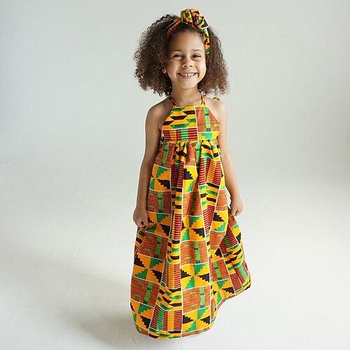 

Kids Little Girls' Dress colour A Line Dress Daily Vacation Yellow Maxi Sleeveless Beautiful Cute Dresses Spring Summer Regular Fit 2-6 Years