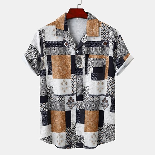

Men's Shirt Graphic Turndown Casual Daily Short Sleeve Tops Tropical Rainbow