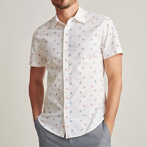 

Men's Shirt 3D Print Graphic Patterned Turndown Street Casual Button-Down Print Short Sleeve Tops Casual Fashion Breathable White / Summer