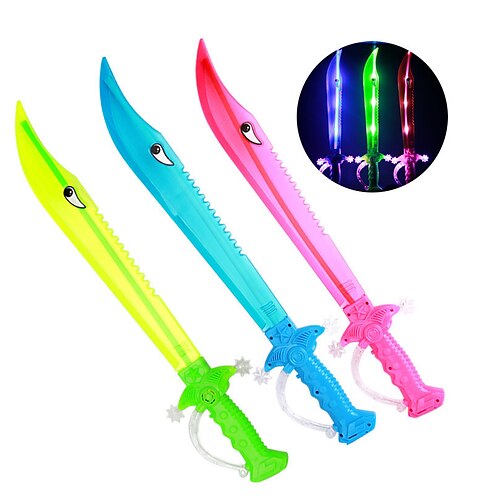 

ArtCreativity Light Up Shark Sword for Kids Toy Sword with Flashing LED Lights Halloween Dress-Up Costume Accessories Best Birthday Gift for Boys and Girls 2pcs