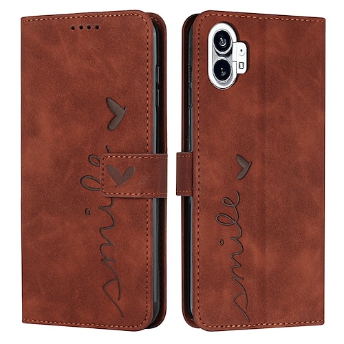 

Phone Case For Nothing Phone 1 Wallet Card Holder Slots Magnetic Flip Kickstand Word / Phrase Heart TPU PU Leather