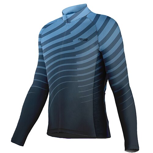 

21Grams Men's Cycling Jersey Long Sleeve Bike Top with 3 Rear Pockets Mountain Bike MTB Road Bike Cycling Breathable Quick Dry Moisture Wicking Reflective Strips Dark Navy Stripes Polyester Spandex