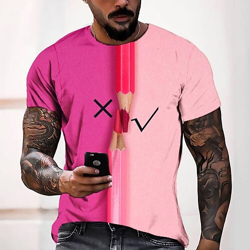 

Men's T shirt Tee Tee Graphic Round Neck Green Blue Pink Orange Short Sleeve 3D Print Casual Daily 3D Print Tops Fashion Cool Designer Comfortable / Summer / Summer