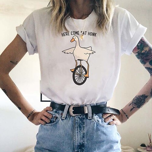 

Women's T shirt Tee Graphic Patterned Text Casual Weekend Painting T shirt Tee Short Sleeve Print Round Neck Basic Green White Pink S