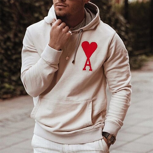 

Men's Pullover Hoodie Sweatshirt Hooded Graphic Letter Print Sports Outdoor Daily Sports Hot Stamping Basic Designer Hoodies Sweatshirts Long Sleeve Beige / Spring / Fall
