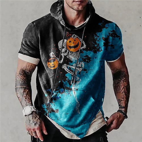 

Men's Unisex Pullover Hoodie Sweatshirt Blue Orange Hooded Skull Pumpkin Graphic Prints Print Halloween Sports & Outdoor Daily 3D Print Streetwear Designer Casual Spring & Summer Clothing Apparel