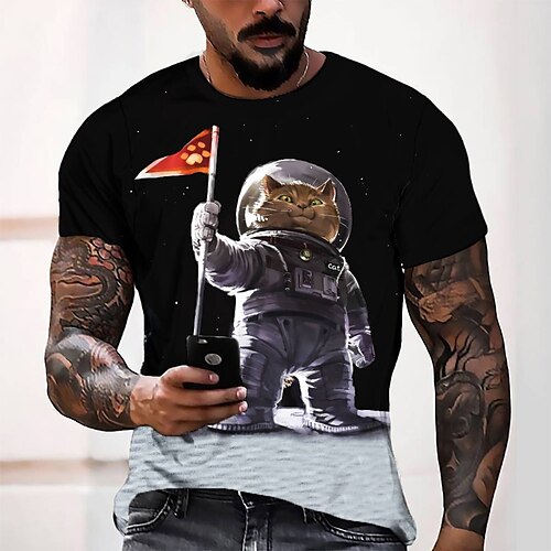 

Men's T shirt Tee Tee Graphic Round Neck Black Short Sleeve 3D Print Casual Daily 3D Print Tops Fashion Cool Designer Comfortable / Summer / Summer