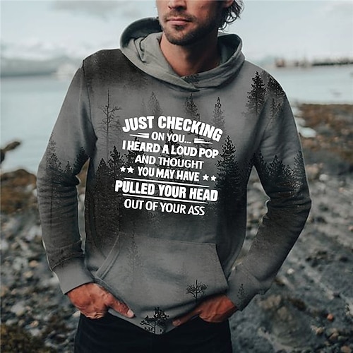 

Men's Unisex Hoodie Pullover Hoodie Sweatshirt Gray Hooded Letter Graphic Prints Print Daily Sports 3D Print Streetwear Designer Casual Spring & Fall Clothing Apparel Hoodies Sweatshirts Long Sleeve