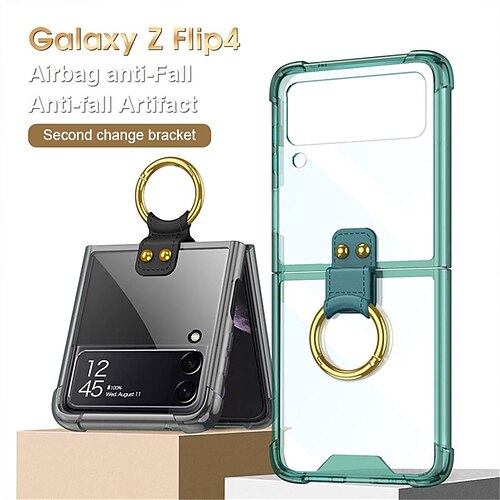 

Phone Case For Samsung Galaxy Flip Z Flip 4 Portable with Stand Transparent Transparent TPU