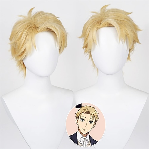 

spy x family kort blonde parykk for loid forfalskning cosplay parykk for menn myke syntetiske parykker til halloween daglig festbruk