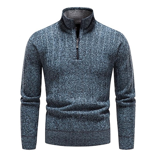 

Men's Sweater Pullover Sweater Jumper Turtleneck Sweater Waffle Knit Cropped Knitted Solid Color Crew Neck Basic Stylish Outdoor Daily Clothing Apparel Winter Fall Dusty Blue Light gray M L XL