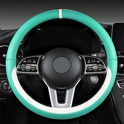 

1 PCS Leather Car Steering Wheel Cover Breathable Universal Fit For 15""~15""1/2