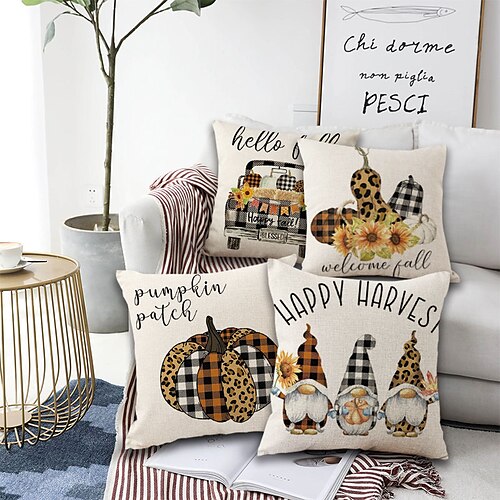 

Fall Harvest Double Side Cushion Cover 4PC Soft Decorative Square Throw Pillow Cover Cushion Case Pillowcase for Sofa Bedroom Superior Quality Machine Washable