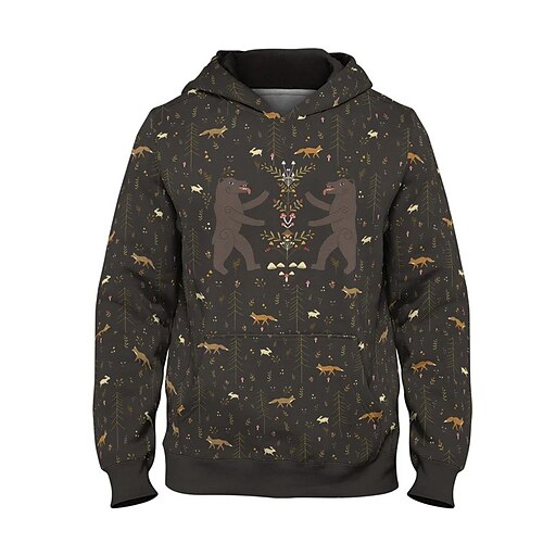 

Men's Unisex Pullover Hoodie Sweatshirt Hooded Animal Graphic Prints Print Daily Sports 3D Print Basic Streetwear Hoodies Sweatshirts Long Sleeve Coffee