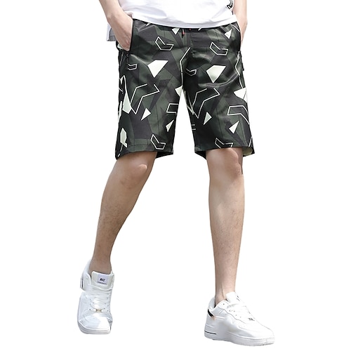 

Men's Chinos Shorts Pants Multiple Pockets Elastic Drawstring Design Print Solid Colored Graphic Prints Geometry Comfort Breathable Knee Length Leisure Sports Beach Chic Modern Casual / Sporty