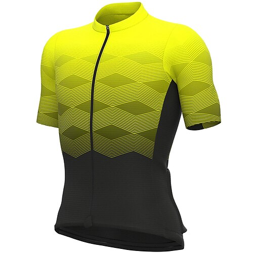 

21Grams Men's Cycling Jersey Short Sleeve Bike Top with 3 Rear Pockets Mountain Bike MTB Road Bike Cycling Breathable Quick Dry Moisture Wicking Reflective Strips Black White Black Yellow Gradient