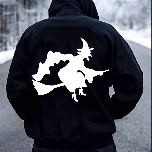 

Men's Pullover Hoodie Sweatshirt Graphic Person Print Halloween Daily Holiday Going out Hot Stamping Casual Streetwear Hoodies Sweatshirts Black