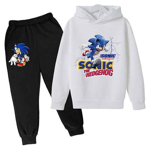 

Kids Boys Hoodie Pants HoodieSet Clothing Set 2 Pieces Long Sleeve White Black Blue Cartoon Letter Print Street Vacation Outdoor Fashion Comfort Cool Daily 3-12 Years