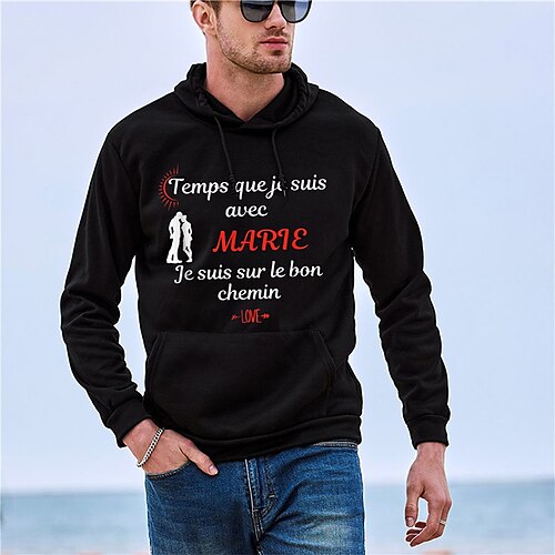 

Men's Pullover Hoodie Sweatshirt Hooded Graphic Letter Print Sports Outdoor Daily Sports Hot Stamping Basic Designer Hoodies Sweatshirts Long Sleeve Black / Spring / Fall