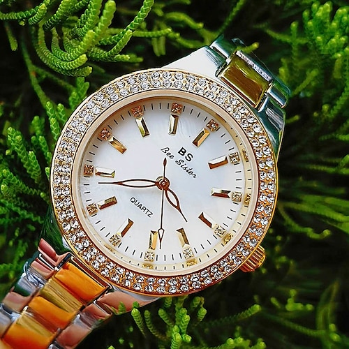 

Montres à quartz pour Femme Analogique Quartz Mode Luxe bling Strass bracelet Acier Inoxydable Acier Inoxydable