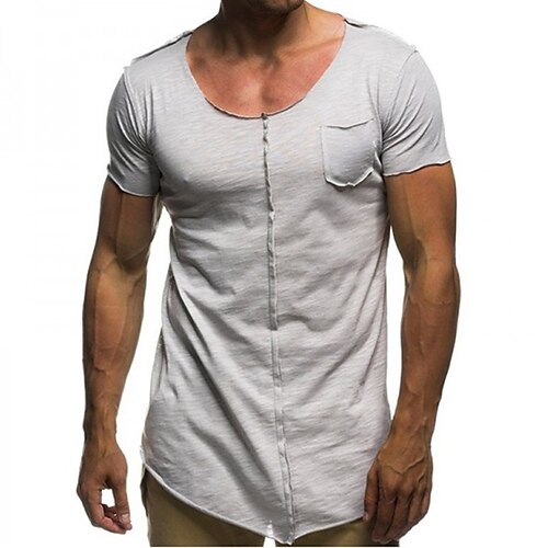 

Men's T shirt Tee Solid Color Crew Neck Street Daily Short Sleeve Tops Casual Fashion Comfortable Light gray / Beach