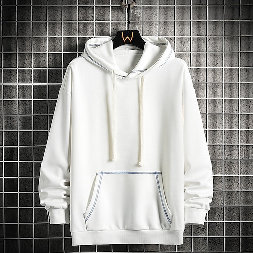 

Men's Pullover Hoodie Sweatshirt Pullover Solid Color Front Pocket Daily Holiday Going out non-printing Casual Streetwear Hoodies Sweatshirts Green White Black