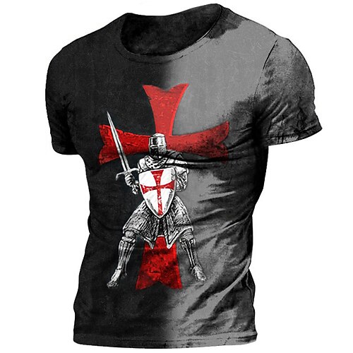 

Men's Unisex T shirt Tee Graphic Prints Cross Crew Neck Black Short Sleeve 3D Print Outdoor Street Print Tops Vintage Sports Casual Big and Tall / Summer / Summer